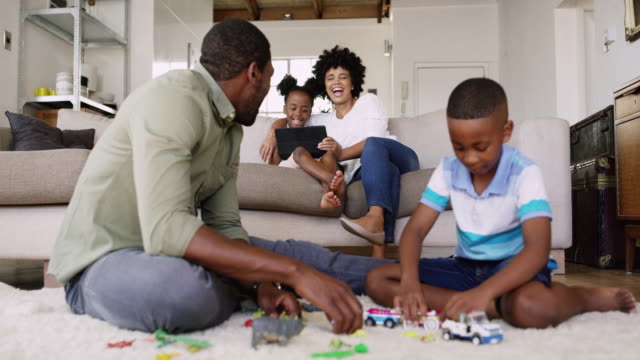 Family playing at home