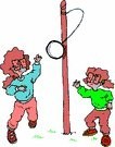 cartoon kids at tetherball